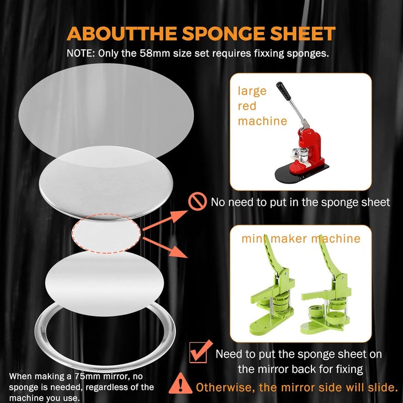 BEAMNOVA 100 Sets of Pocket Mirrors 58mm / 2.28 in (Approx. 2-1/4 inch) Blank Round Button Parts Supplies Refills for Button Maker Machine - Image 4