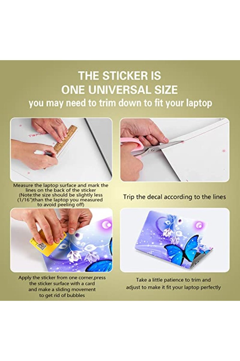 ICOLOR Laptop Skin Sticker Decal, 12" 13" 13.3" 14" 15" 15.4" 15.6 inch Laptop Skin Sticker Cover Art Decal Protector Notebook PC (Butterfly) - Image 4