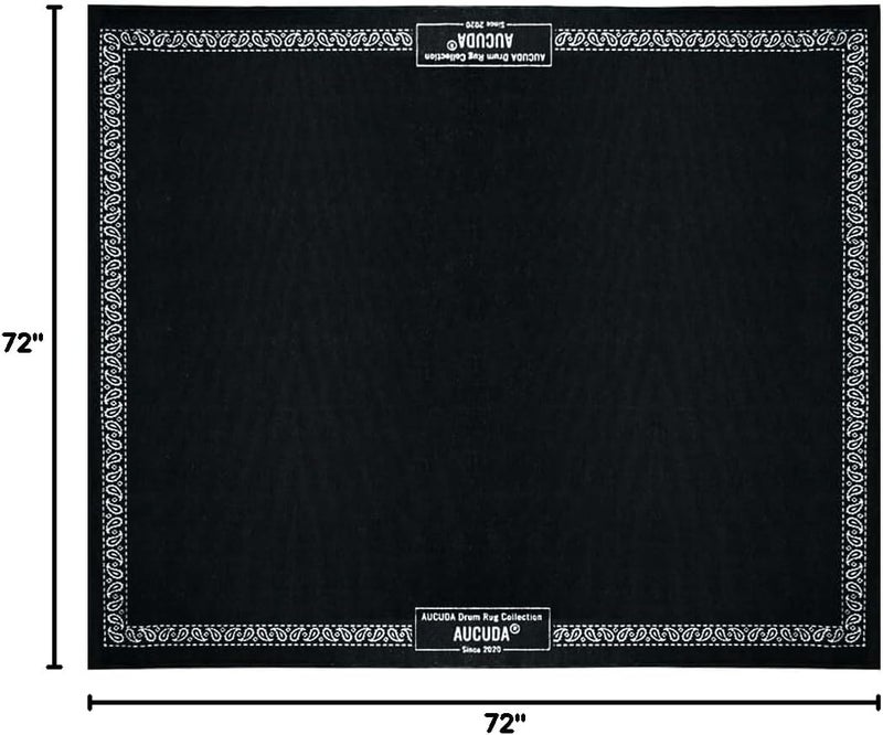 Aucuda Drum Rug Mat with Paisley Border 6x6.6ft Tightly Woven Fabric Drum Floor Mat with Non Slip Grip Bottom, Electric Drum Carpet Accessories for Drumming, Living Room, No Crease, Autumn, Fall. - Image 3