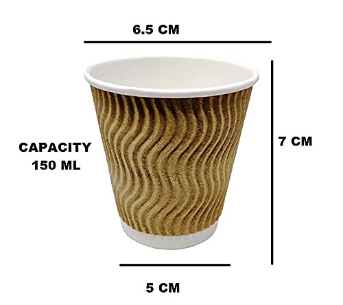 EOS- BUILDING TRUST Disposable Ripple Paper Cup for Hot Coffee/Drinks for Party ( 150 ml, 150 Pcs, Brown) - Image 4
