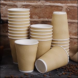EOS- BUILDING TRUST Disposable Ripple Paper Cup for Hot Coffee/Drinks for Party ( 150 ml, 150 Pcs, Brown) - Image 2