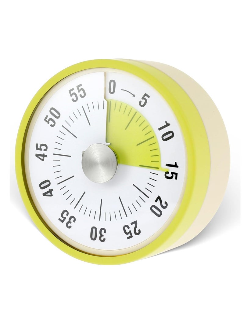 KASTWAVE Mechanical Kitchen Timer, Visual Timer for Kids, Magnetic Visual Timer, High Volume Kitchen Timer, 60 Minutes Kitchen Timer, Stainless Steel Cooking Timer, Timer for Kids Desk, for Cook Study, Yellow  - Image 1