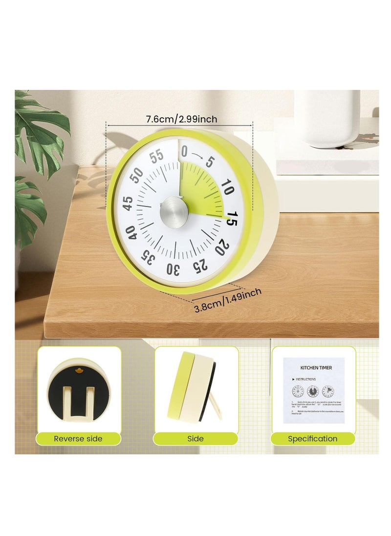 KASTWAVE Mechanical Kitchen Timer, Visual Timer for Kids, Magnetic Visual Timer, High Volume Kitchen Timer, 60 Minutes Kitchen Timer, Stainless Steel Cooking Timer, Timer for Kids Desk, for Cook Study, Yellow  - Image 3