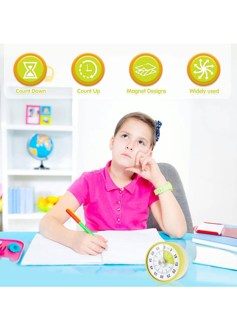 KASTWAVE - Mechanical Kitchen Timer, Visual Timer for Kids, Magnetic Visual Timer, High Volume Kitchen Timer, 60 Minutes Kitchen Timer, Stainless Steel Cooking Timer, Timer for Kids Desk, for Cook Study, Yellow - Image 1