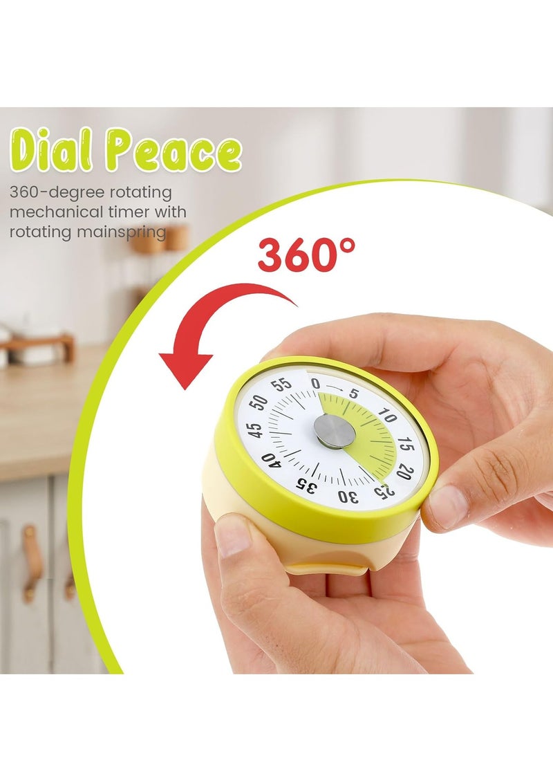 KASTWAVE Mechanical Kitchen Timer, Visual Timer for Kids, Magnetic Visual Timer, High Volume Kitchen Timer, 60 Minutes Kitchen Timer, Stainless Steel Cooking Timer, Timer for Kids Desk, for Cook Study, Yellow  - Image 2