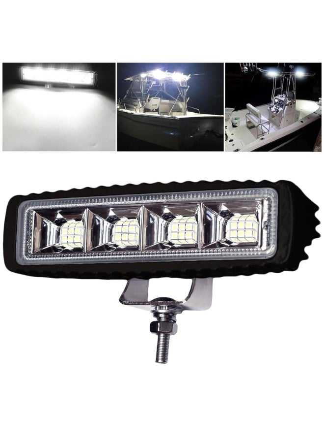2 PCS Led Boat Lights, Underwater Light Boat Lights Led Waterproof 72W Deck/Dock Marine Lights 4000LMS 120°Flood Light, 6.3inch, 12/24 V Led Light Bar (BLACK)  - Image 1