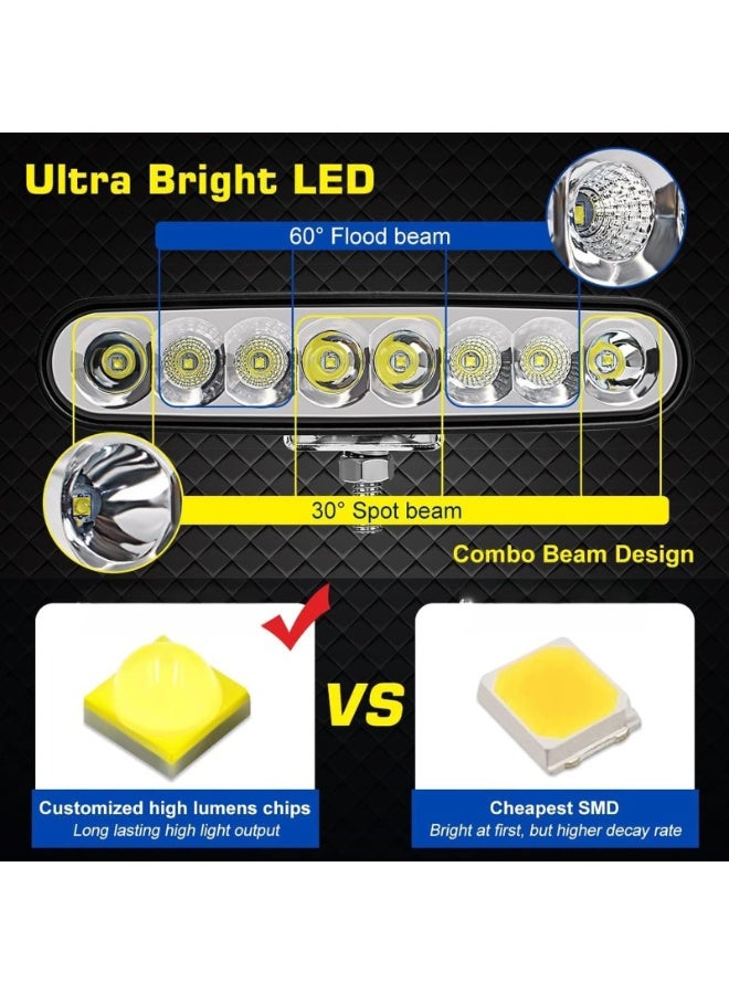 2 PCS Led Boat Lights, Underwater Light Boat Lights Led Waterproof 72W Deck/Dock Marine Lights 4000LMS 120°Flood Light, 6.3inch, 12/24 V Led Light Bar (BLACK)  - Image 3