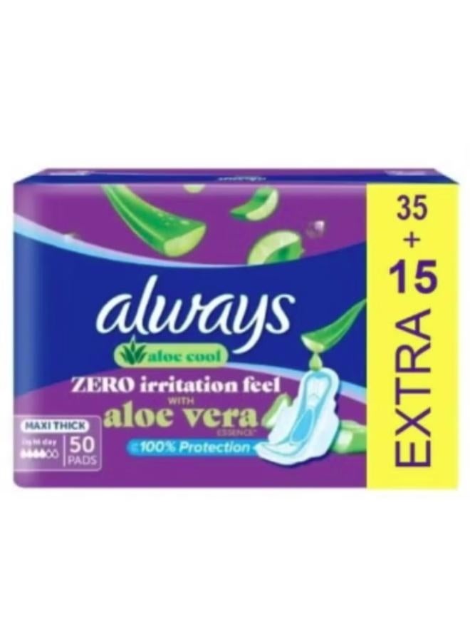 Always Cool And Dry No Heat Feel Maxi Thick Sanitary Pads With Wings - 50 Pad Count Large - Image 1