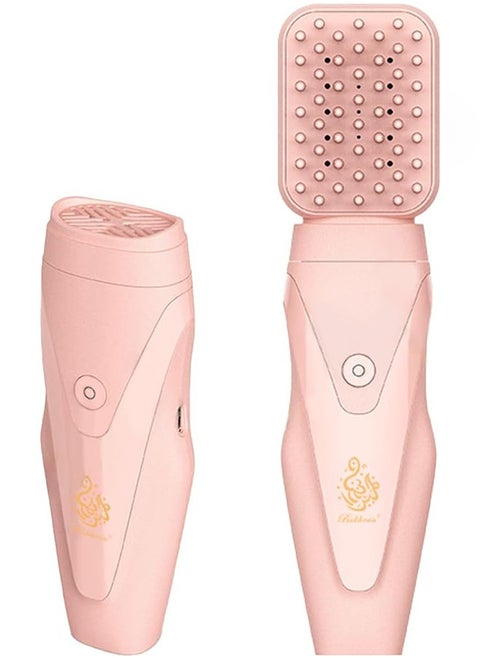 Electric incense burner V4 with hair comb and interchangeable head for car and home use, pink.