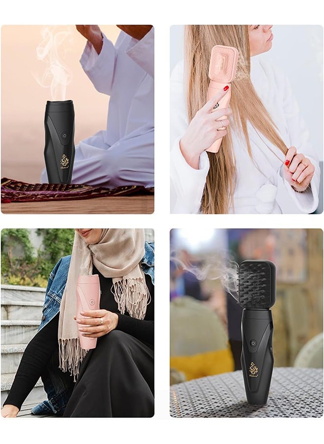 بخون - مبخرة شعر كهربائية V4 برأس مشط للشعر ورأس للاستخدام للسيارة والمنزل لون وردي - Image 1