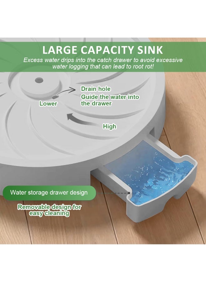 HASTHIP® Plant Caddy On Wheel 8.66 inches Round Moving Planter Stand with Pull Out Water Drip Tray 360 Degree Moving Plant Caddy Anti-slip Planter Stand Holder Moving Stand for Medium-sized Plant Pot - Image 2