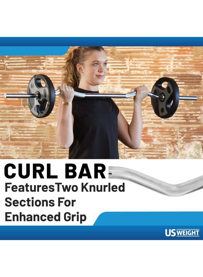 US Weight 60lb Curl Bar Weight Set with Spring Clips – Adjustable Workout Set for Home Gym - Ideal Exercise Equipment for Full-Body Training - Image 3