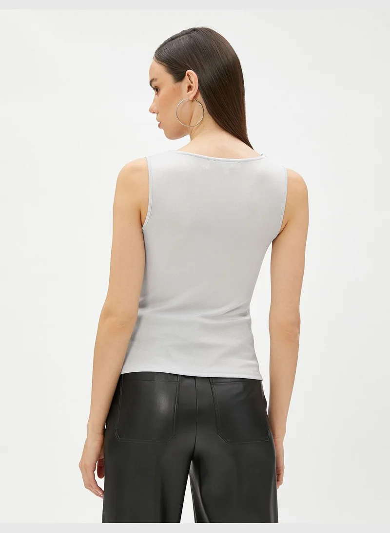 KOTON Knot Detail V Neck Sleeveless Tank Top