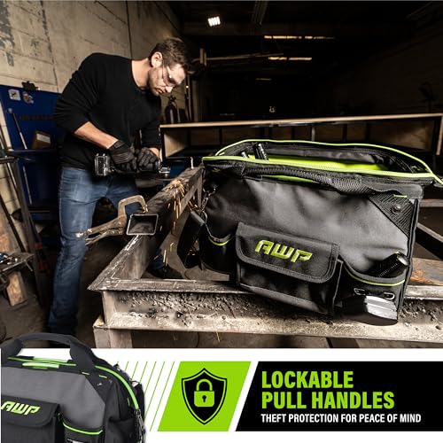 AWP Premium Tool Bag Durable Tool Tote Water-Resistant Organizer for Professionals and Contractors, Black, 16" | 1L-2216-TJ - Image 4