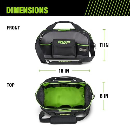 AWP Premium Tool Bag Durable Tool Tote Water-Resistant Organizer for Professionals and Contractors, Black, 16" | 1L-2216-TJ - Image 2