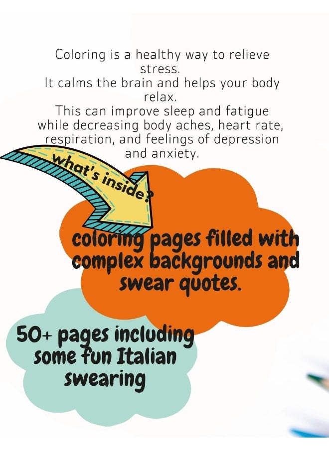 F*ck it and color: adult coloring book: swear-ful coloring pages including a few in Italian  - Image 2