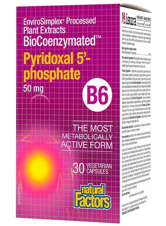 natural Factors بيوكوانزيماتيد بيريدوكسال 5'-فوسفات 50 ملغ - 30 كبسولة - Image 1