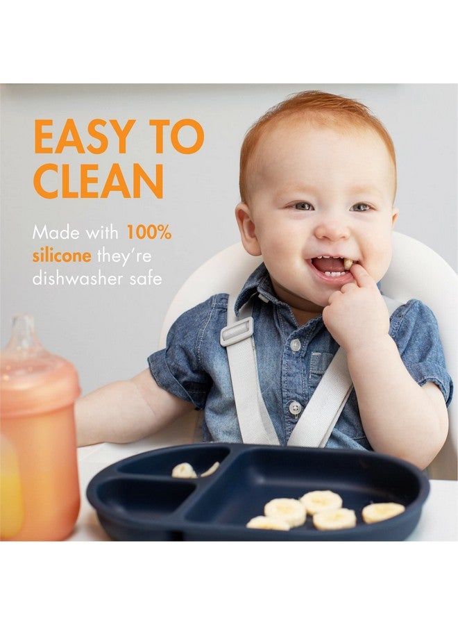 Boon CHOW Silicone Plate Set - 3 Unbreakable Divided Toddler Plates - Baby Plates for 6 Months and Up - Baby Led Weaning Supplies - Mint Multicolor - Image 5