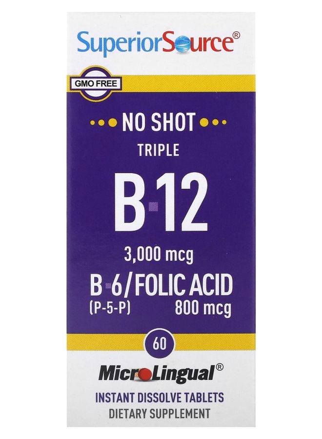 Superior Source Triple B12 B6 Folic Acid 60 MicroLingual Instant Dissolve Tablets