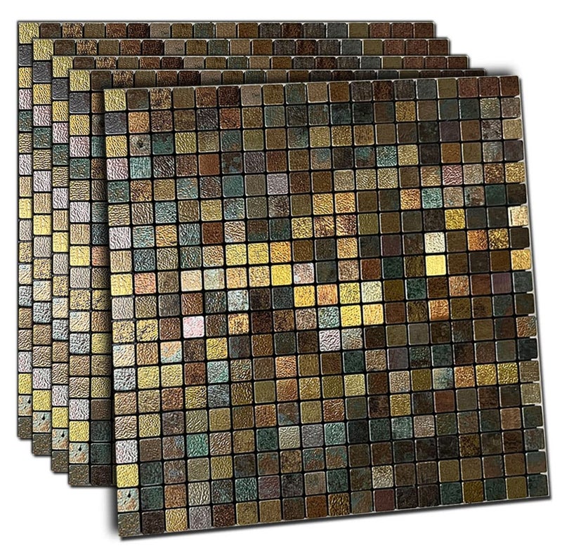 XUANINY Peel and Stick Backsplash Tiles for KitchenBathroomFireplaceSelf Adhesive Metal Aluminum Mosaic 12x12 10 Print Yellow and Green