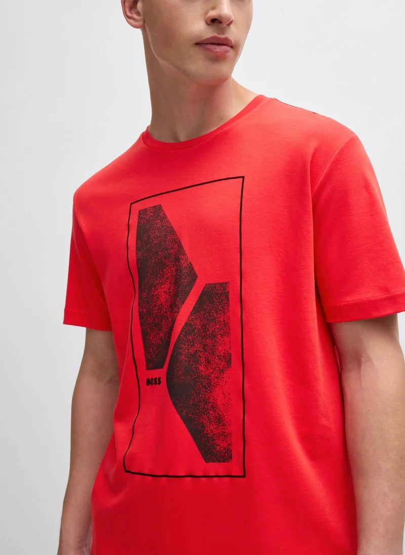 بوس Interlock-cotton regular-fit T-shirt with seasonal artwork