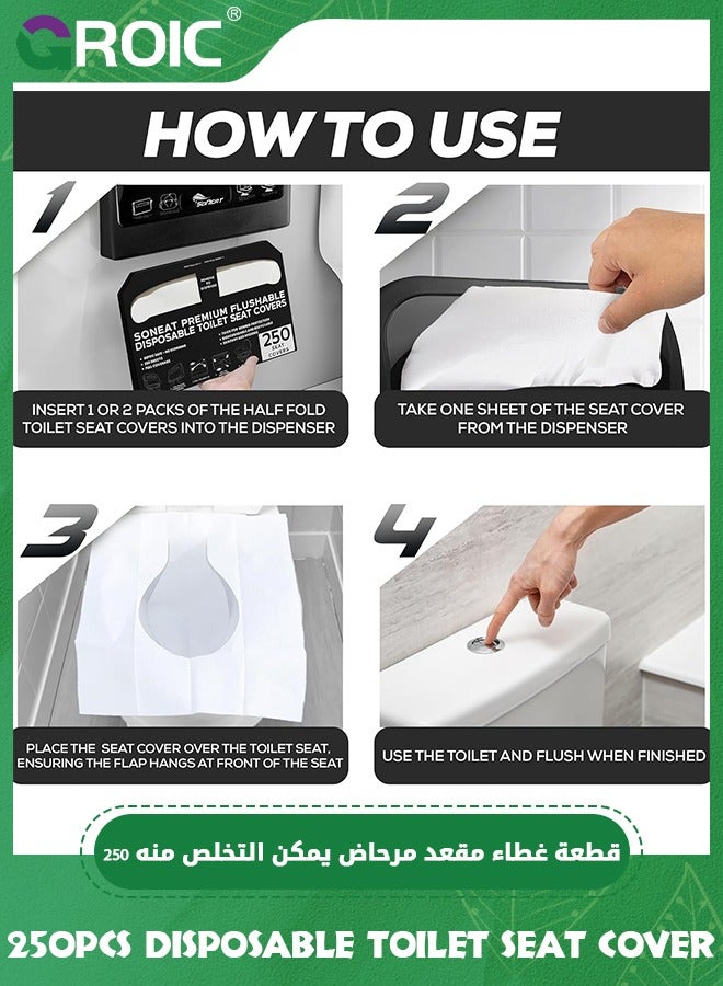 GROIC 250 Sheets Disposable Toilet Seat Cover,XL Half-Fold Flushable Paper Toilet Seat Covers,Toilet Seat Liners for Adults and Kids,Premium Portable Potty Covers - Image 4
