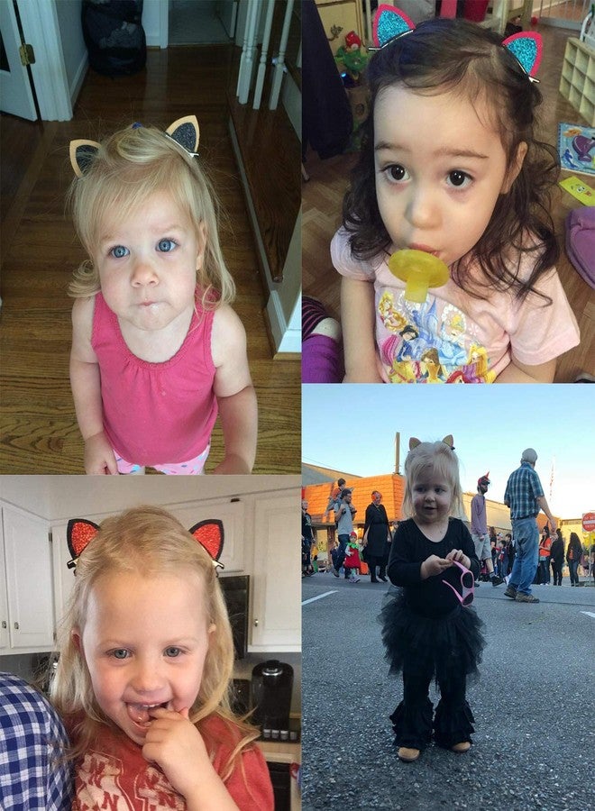 Honbay Sparkle Shiny Sequin Felt Cat Ear Hair Clips - 10PCS (5Pairs) Cute Animal Alligator Hair Clips - Image 3