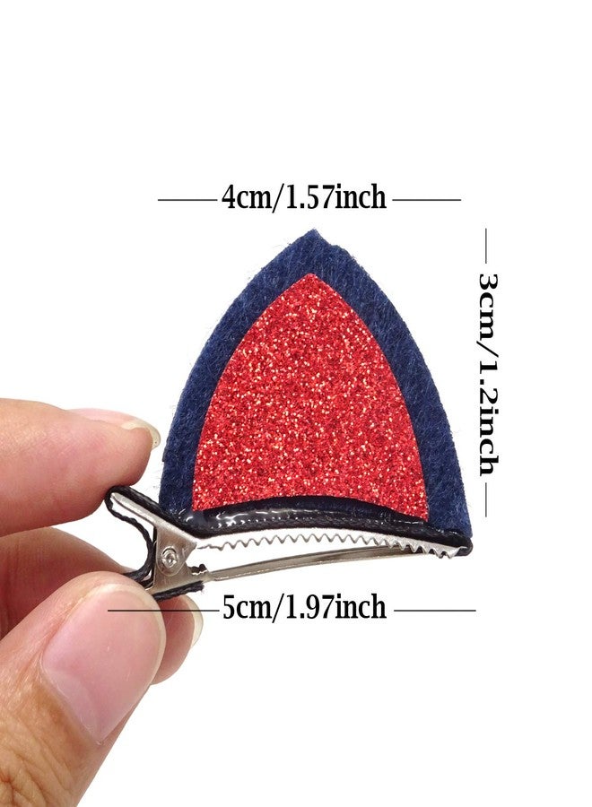 Honbay Sparkle Shiny Sequin Felt Cat Ear Hair Clips - 10PCS (5Pairs) Cute Animal Alligator Hair Clips - Image 2