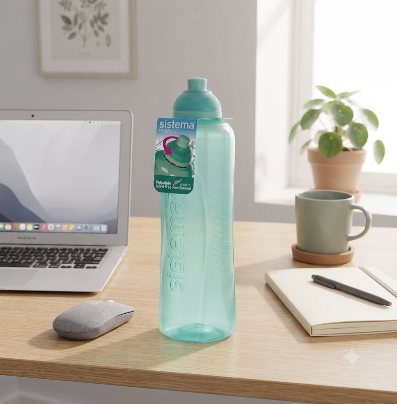 Sistema 480ML Swift Squeeze Water Bottle, BPA Free Leak-Proof Reusable Sports Bottle, Lightweight Easy-Squeeze Drinking Bottle for Back to School, Kids, Sports, Cycling, Gym, Travel & Everyday Hydration - Green - Image 3