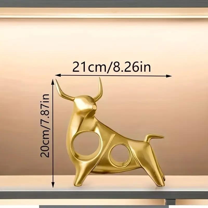 Street27® Golden Bull Statue for Home & Office Decor | Resin Figurine Symbolizing Strength, Power & Growth | Handcrafted Tabletop Showpiece for Traders, Investors & Business Desk (Set of 2) - Image 5