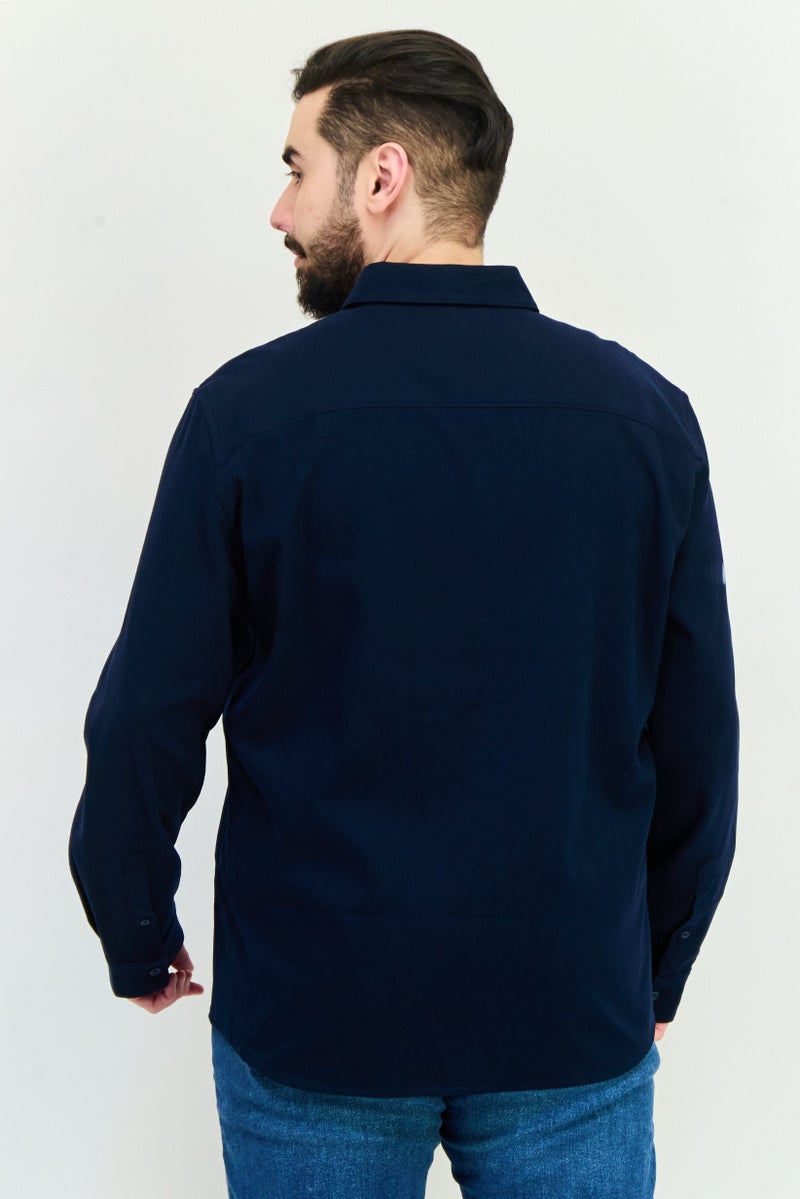 Celio Men Regular Fit Solid Long Sleeves Casual Shirt, Navy Blue - Image 4