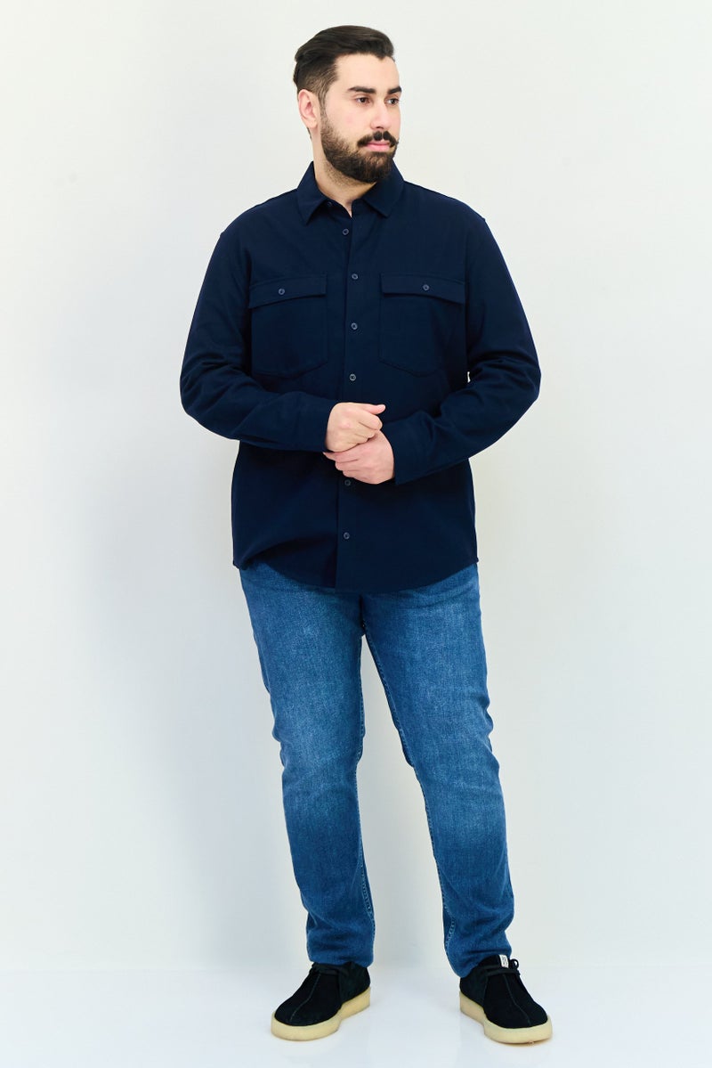 Celio Men Regular Fit Solid Long Sleeves Casual Shirt, Navy Blue - Image 2