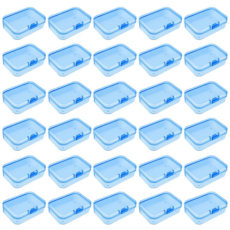 Goodma 30 Pieces Mini Rectangular Plastic Boxes Empty Storage Organizer Containers with Hinged Lids for Small Items and Other Craft Projects (65 x 45 x 20 mm, Blue) - Image 1