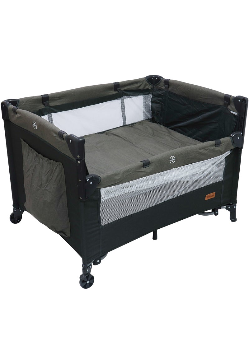 Bebesitos Next To Me Baby Nursery Center Comfortable Bed and Safe Playpen with Rocking Function 2-stage design for Newborn to Toddlers - Grey  - Image 1