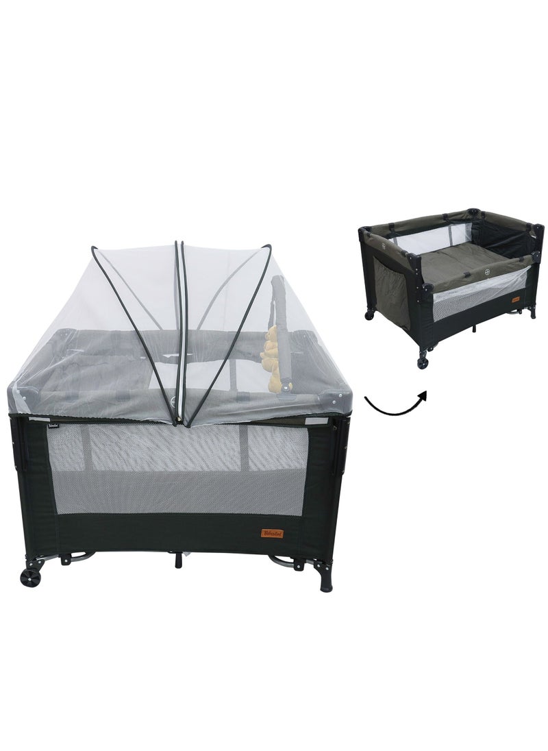 Bebesitos Next To Me Baby Nursery Center Comfortable Bed and Safe Playpen with Rocking Function 2-stage design for Newborn to Toddlers - Grey  - Image 2