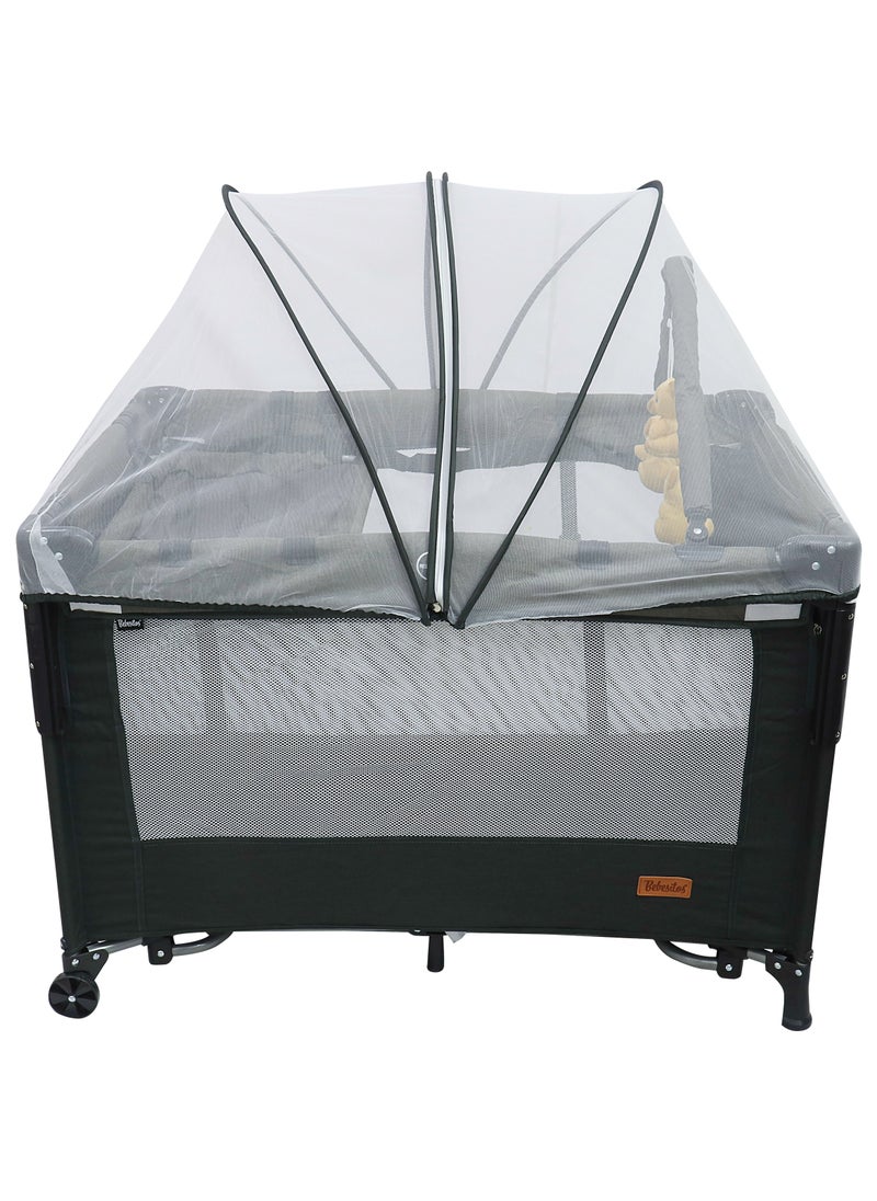Bebesitos Next To Me Baby Nursery Center Comfortable Bed and Safe Playpen with Rocking Function 2-stage design for Newborn to Toddlers - Grey  - Image 3