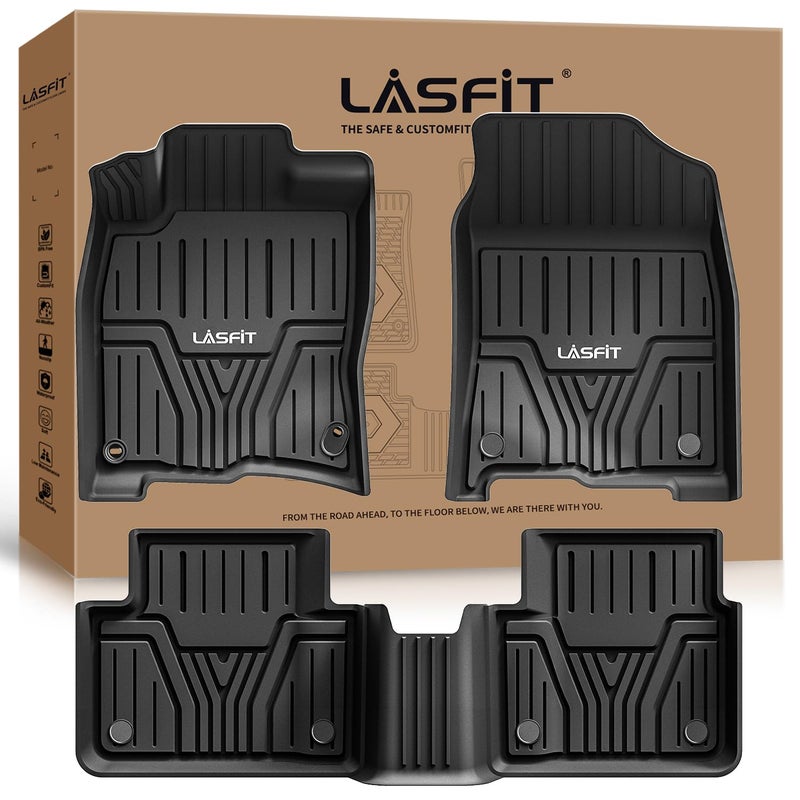 LASFIT حصائر LASFIT لسيارة هوندا سيفيك 2016-2021 حماية من جميع الأحوال الجوية بطانة TPE - الصف الأول والثاني، أسود - Image 4