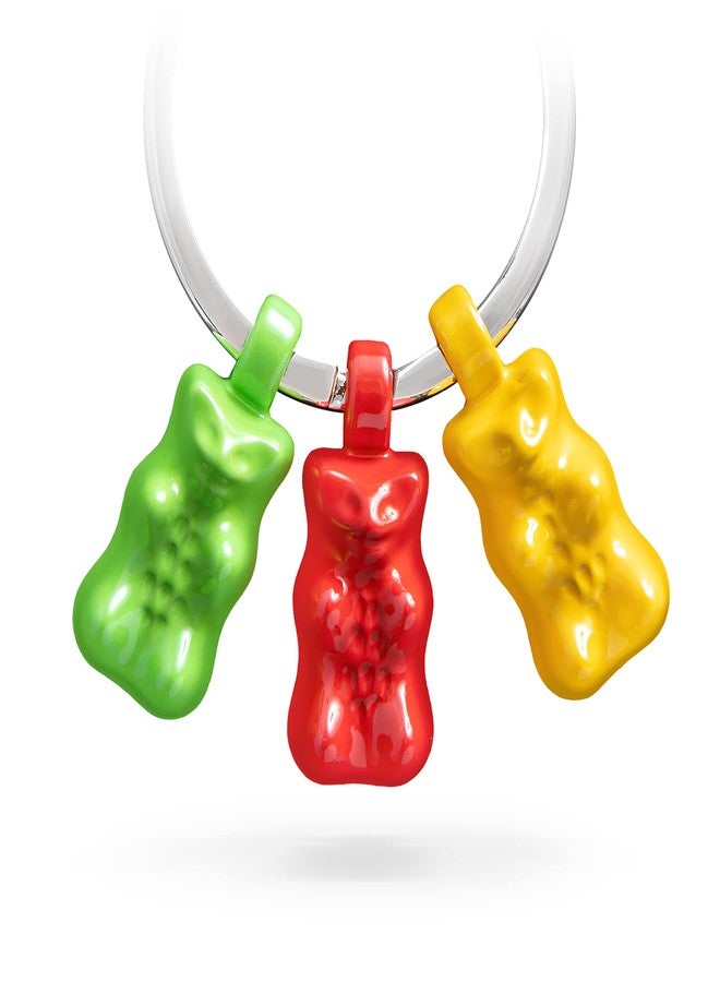 Troika Keyring with 3 HARIBO Goldbear charms, - HARIBO TRIO - cast metal - green, red, yellow - Image 1