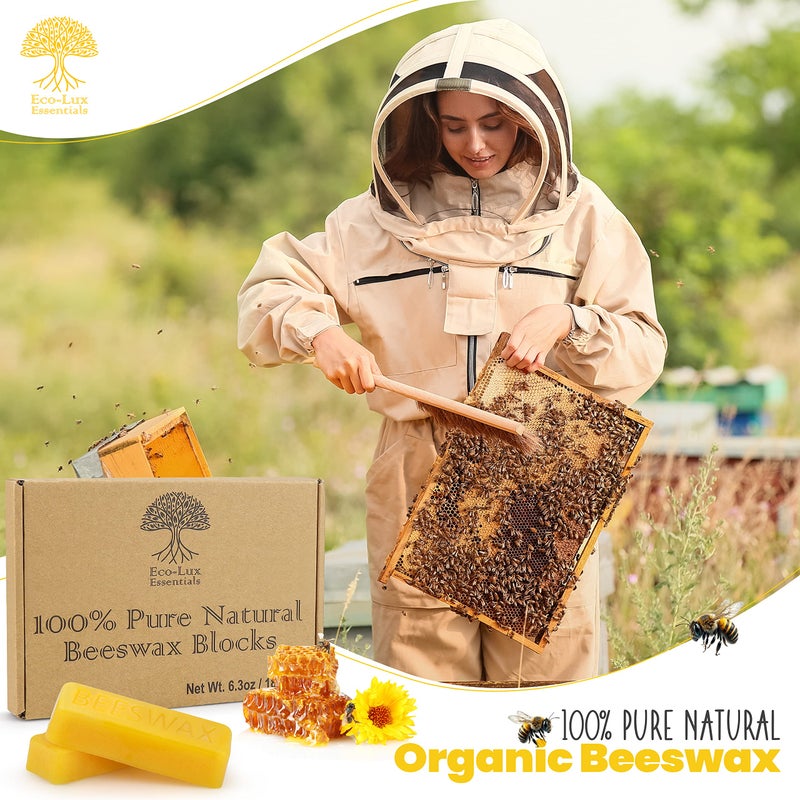 Eco-Lux Essentials Eco Lux 8 Yellow Beeswax Blocks 100% Pure Natural Organic Bees Wax 6.5oz - Image 2