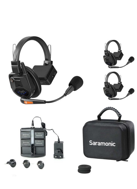 WiTalk9-3S 3-Person 1.9GHz Full-Duplex Wireless Intercom System with 500m Range, expandable to 30 Users, 6 Batteries, 6-Bay Charger & Case