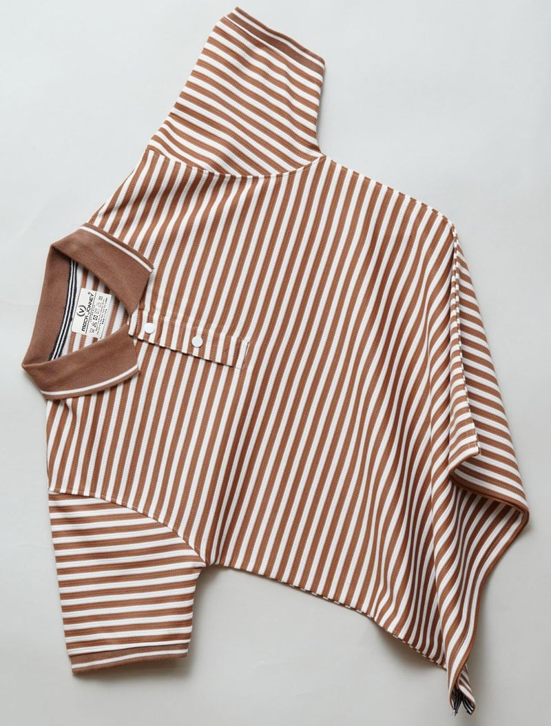 Mack Jonney Men's Striped Cotton Rich Collar Neck T Shirt | Collar Tshirts | Half Sleeves | Striped-Regular Fit-MM438-nw Brown - Image 2