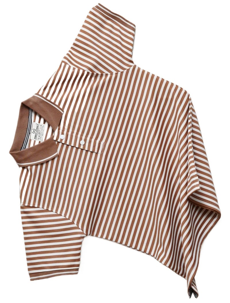 Mack Jonney Men's Striped Cotton Rich Collar Neck T Shirt | Collar Tshirts | Half Sleeves | Striped-Regular Fit-MM438-nw Brown - Image 1