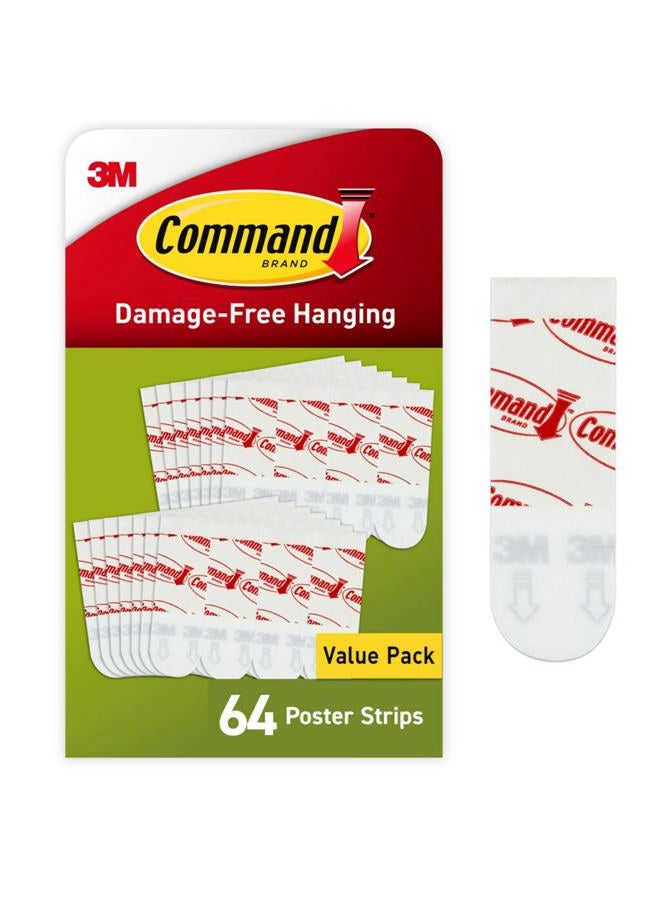 Command Adhesive Hangers, Damage Free Wall Hangers, No Tools Required - 64 White Strips - Image 1