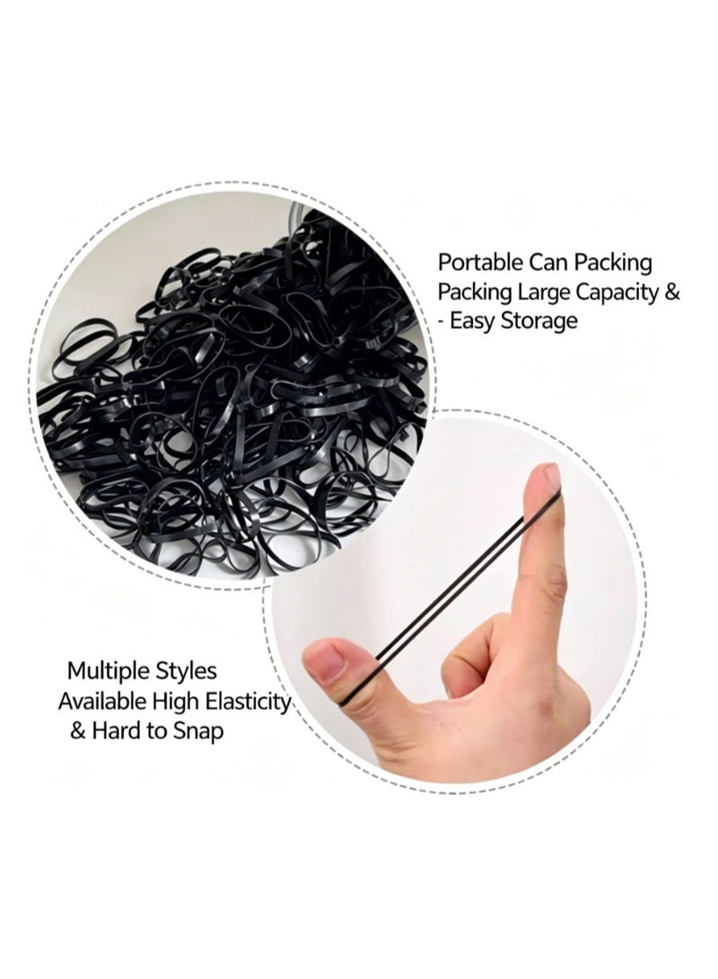 virenia 2000 Pcs Black Mini Elastic Hair Ties – Soft Rubber Bands for Baby Girls & Kids – No Pull Ponytail Holders – Gentle & Durable Polybands - Image 3