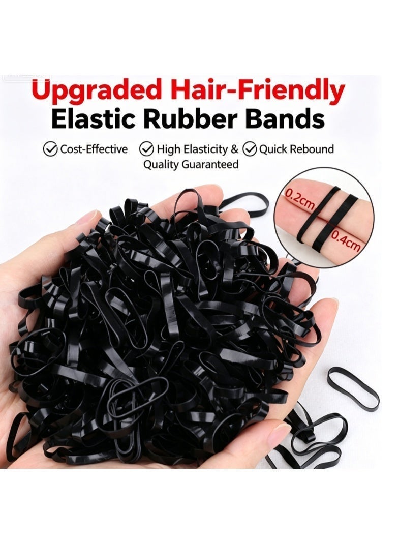 virenia 2000 Pcs Black Mini Elastic Hair Ties – Soft Rubber Bands for Baby Girls & Kids – No Pull Ponytail Holders – Gentle & Durable Polybands - Image 4