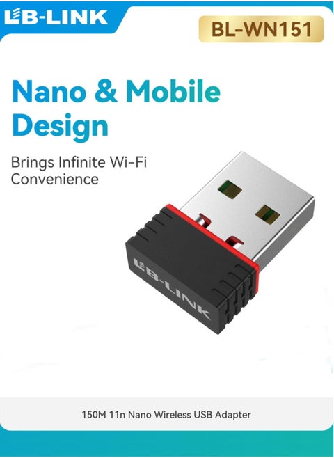 LB-LINK 150Mbps Mini USB محول واي فاي لاسلكي USB 2.0 802.11b/g/b 2.4Gbps LAN محول شبكة الإنترنت استقبال