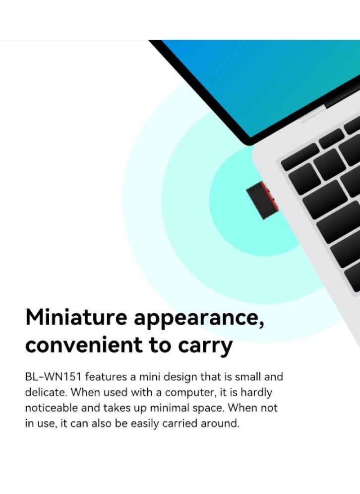 LB لنك - LB-LINK 150Mbps Mini USB محول واي فاي لاسلكي USB 2.0 802.11b/g/b 2.4Gbps LAN محول شبكة الإنترنت استقبال - Image 1