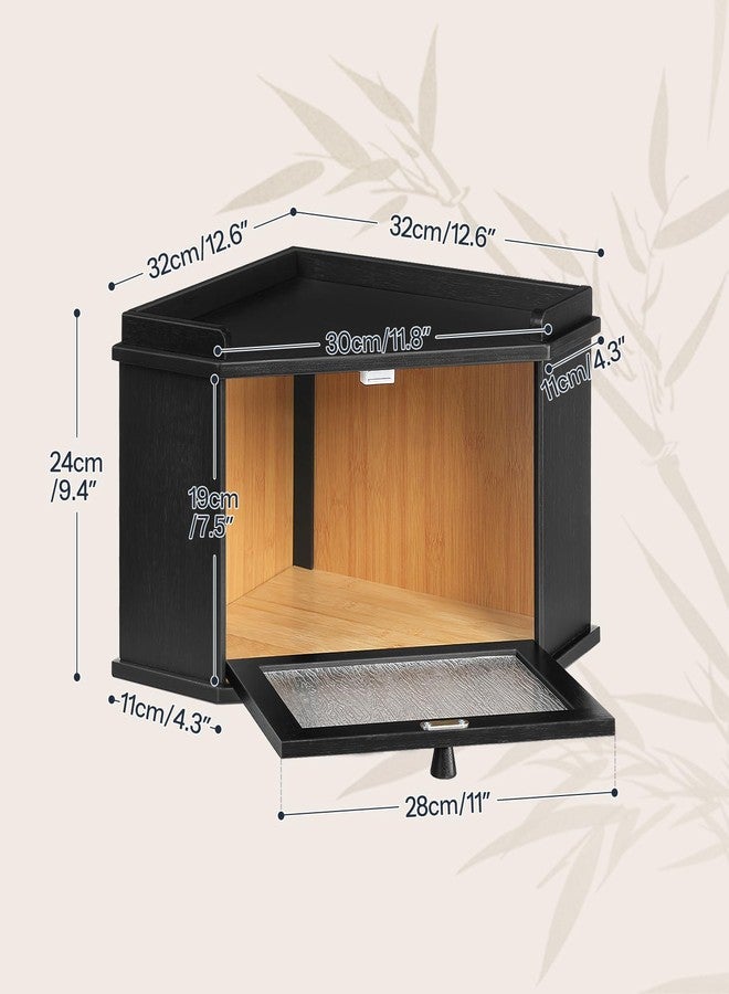 HOOBRO Bamboo Bread Box, Kitchen Countertop Corner Bread Box, Bread Bin with Rippled Acrylic Door, Bread Storage Container, Food Storage Box for Kitchen, Dining Room, Pantry, Black BK18MB01 - Image 3
