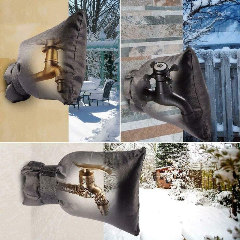 HOMETOPIA Outdoor Faucet Covers for Winter - 4 Pack Pro 6.7" W x 8.3" H Outdoor Water Faucet Cover Socks for Winter Freeze Protection Pipe Insulation Reusable Waterproof Insulated Spigot backflow Cover,Black - Image 4