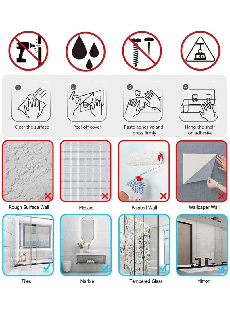 Arabest رف دش 2 عبوة، رف دش لاصق حمام، أرفف منظمة بدون حفر، منظم دش مقاوم للصدأ من الفولاذ المقاوم للصدأ لتخزين الحمام والمطبخ - Image 5
